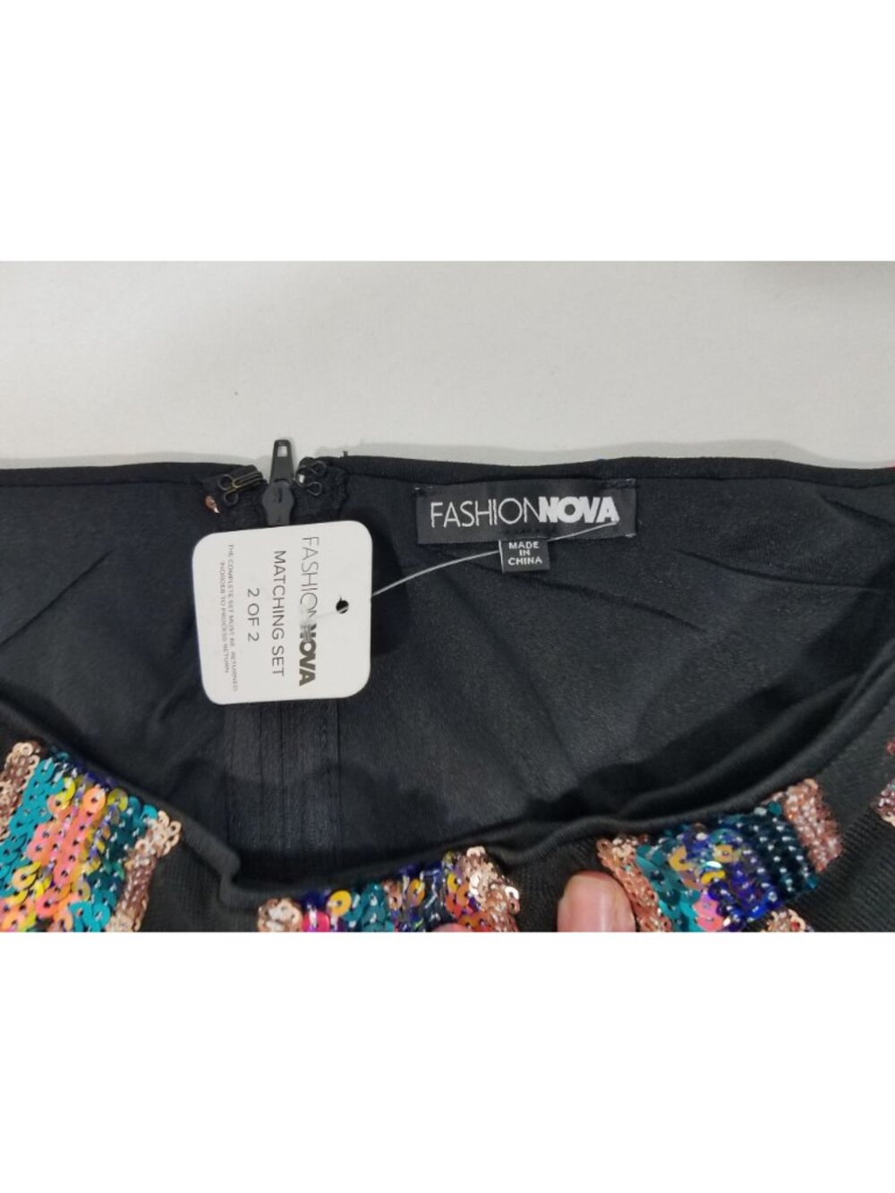 Fashion Nova Just Your Fairytale Black Sequin Matching Pant Set LARGE New - Picture 10 of 11